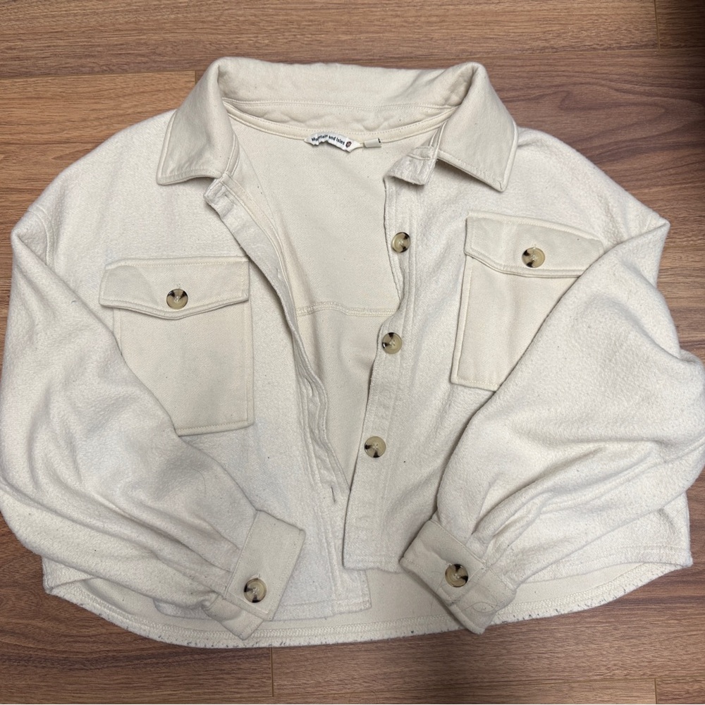 Cream Button-Up Shirt Jacket